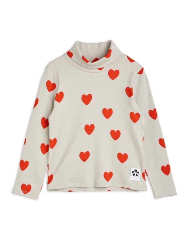 MINI RODINI - HEARTS LONG SLEEVE TURTLENECK GREY