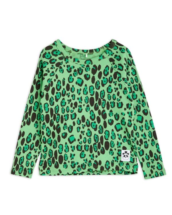 MINI RODINI - LEOPARD RAGLAN SLEEVE T-SHIRT GREEN